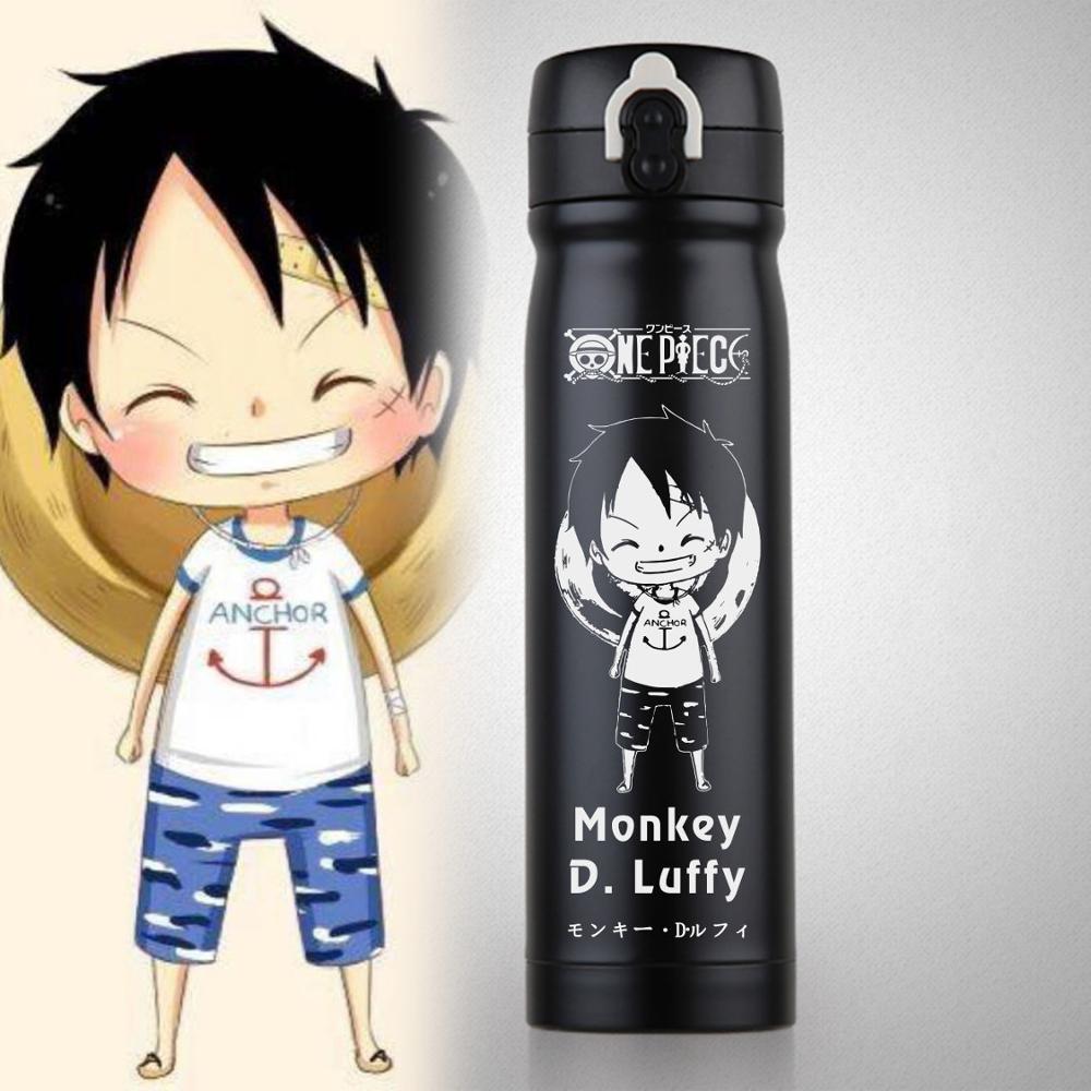 One Piece Sport Water Bottle Fitness Outdoor Travel Luffy Bottles with  Straw Frosted Leakproof Portable Leakproof Drinkware Cups