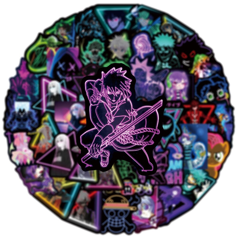 Hot Anime Mix Creative Cool Personality Neon Sticker